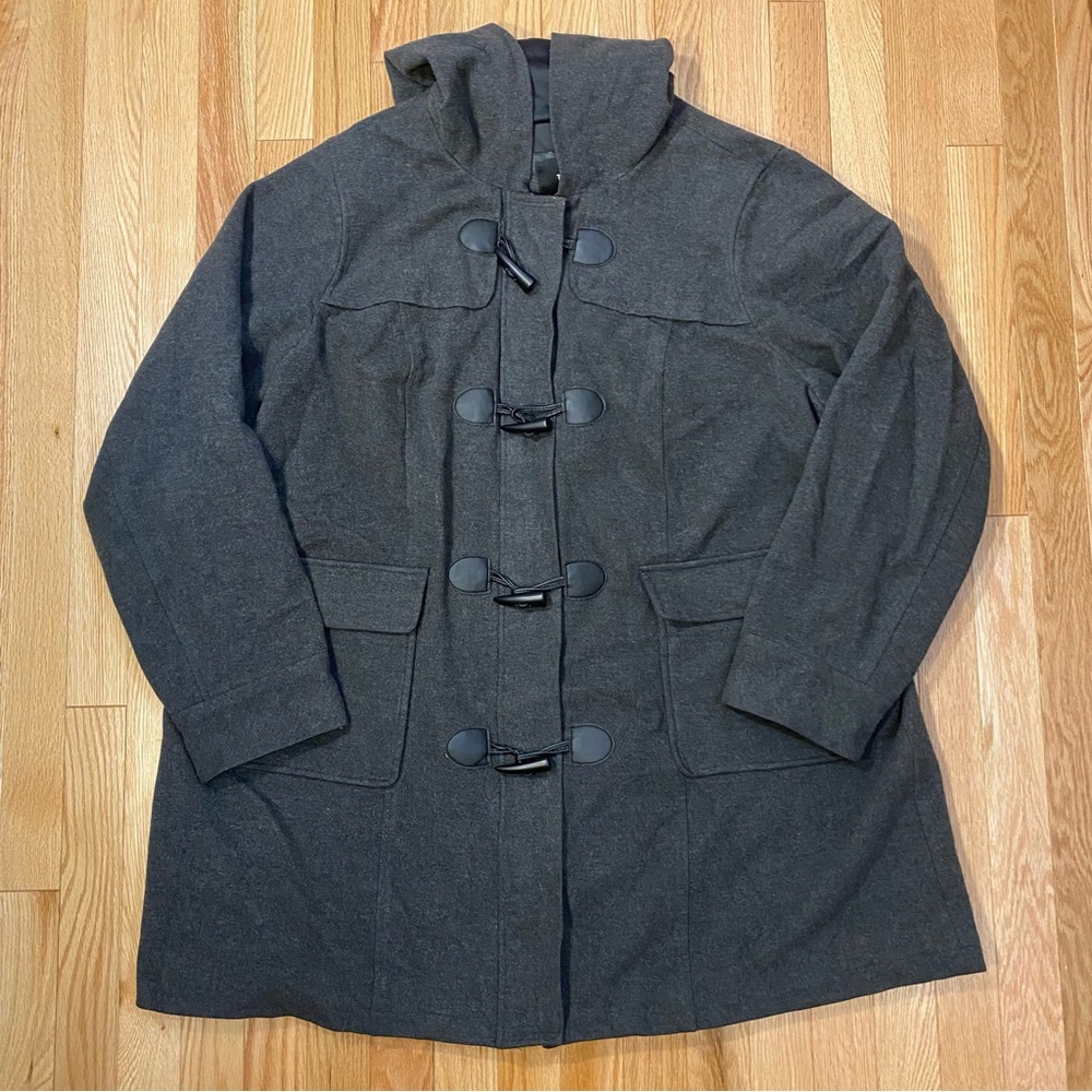 Torrid Womens Dark Grey Brushed Hooded Toggle Coat Size 3X Rayon Blend Plus Size